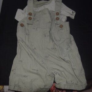 Carter's 2-Piece Striped Tee & Turtle Shortall Set 12 months